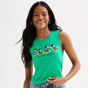 Disney Mickey Mouse Embroidered Tank Top | Juniors Size XL, Green NEW